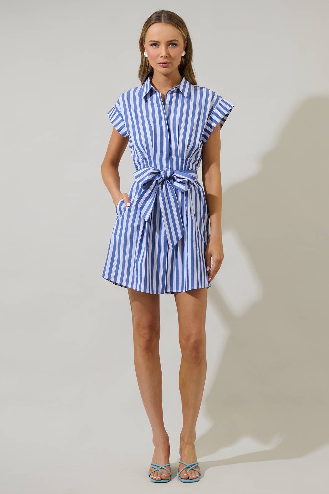 Crisp Stripes  Button Up Dress