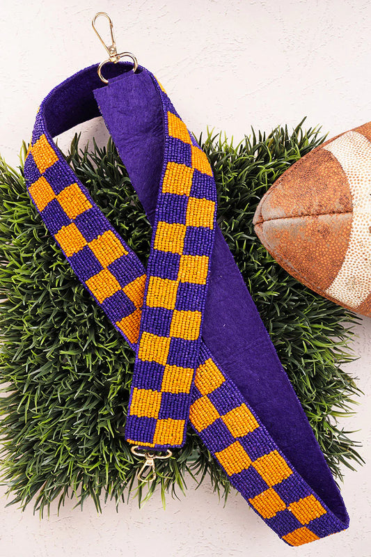 LSU purple and yellow checkerboard purse strap