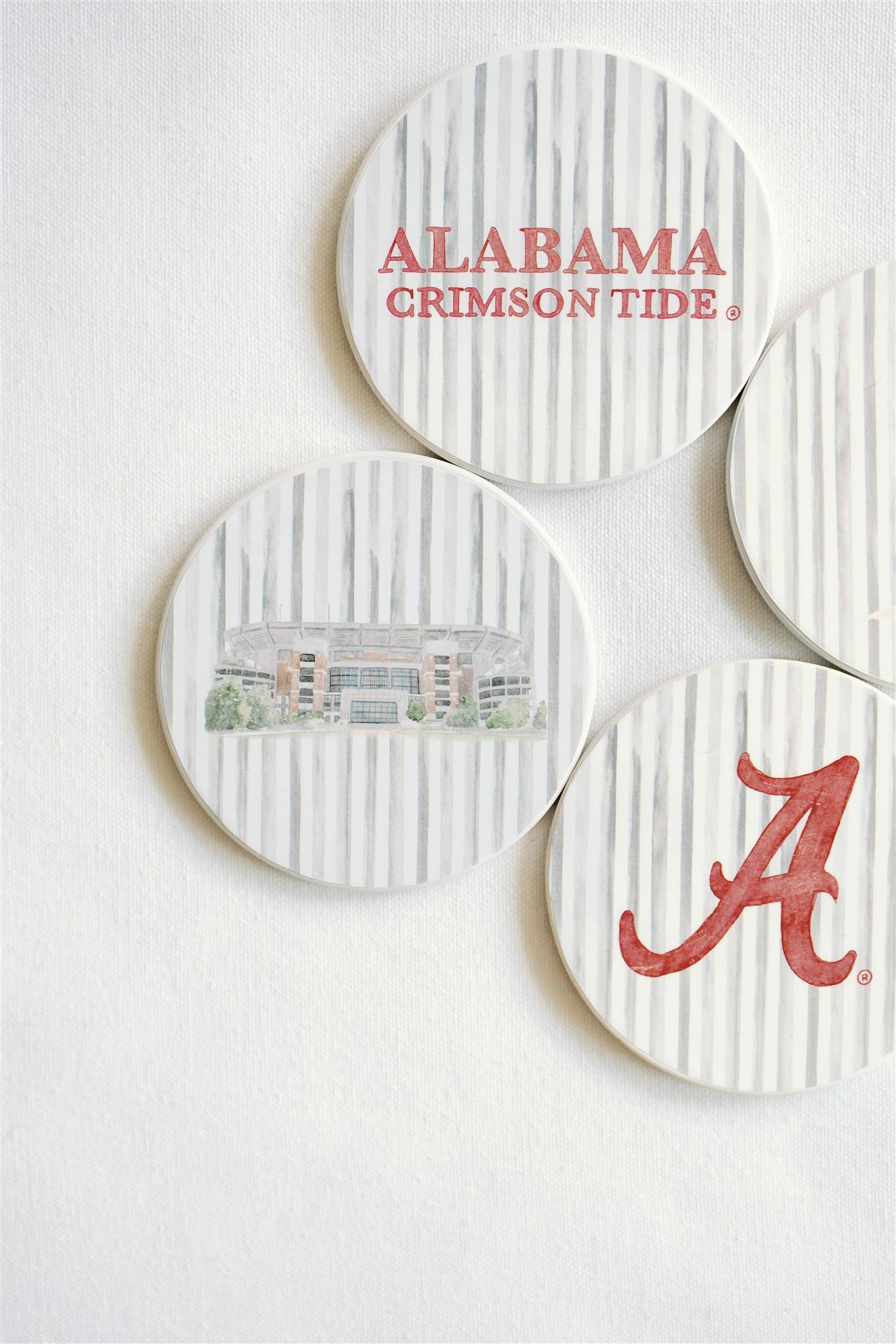 Alabama Striped Ceramic Coasters