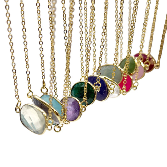Gemstone bezel necklace