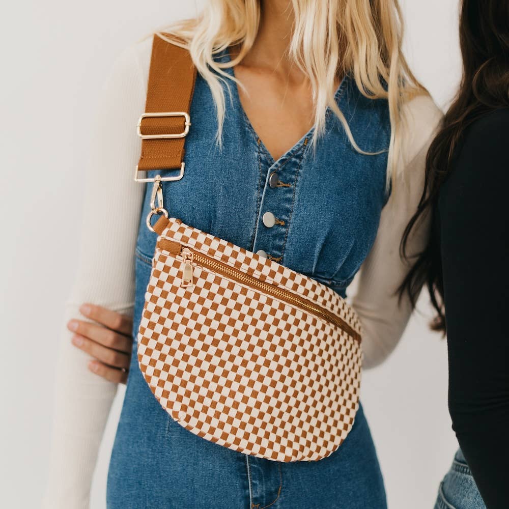 Tan Check - Westlyn Woven Bum Bag