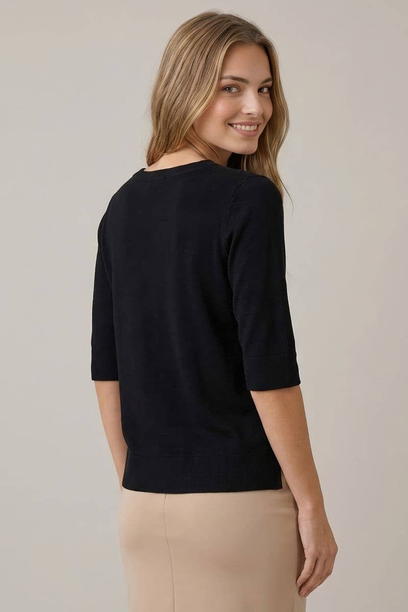 Expresso Short Sleeve Knit Top