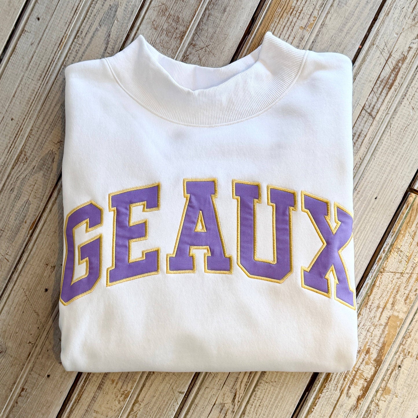 GEAUX Varsity Mockneck Sweatshirt White