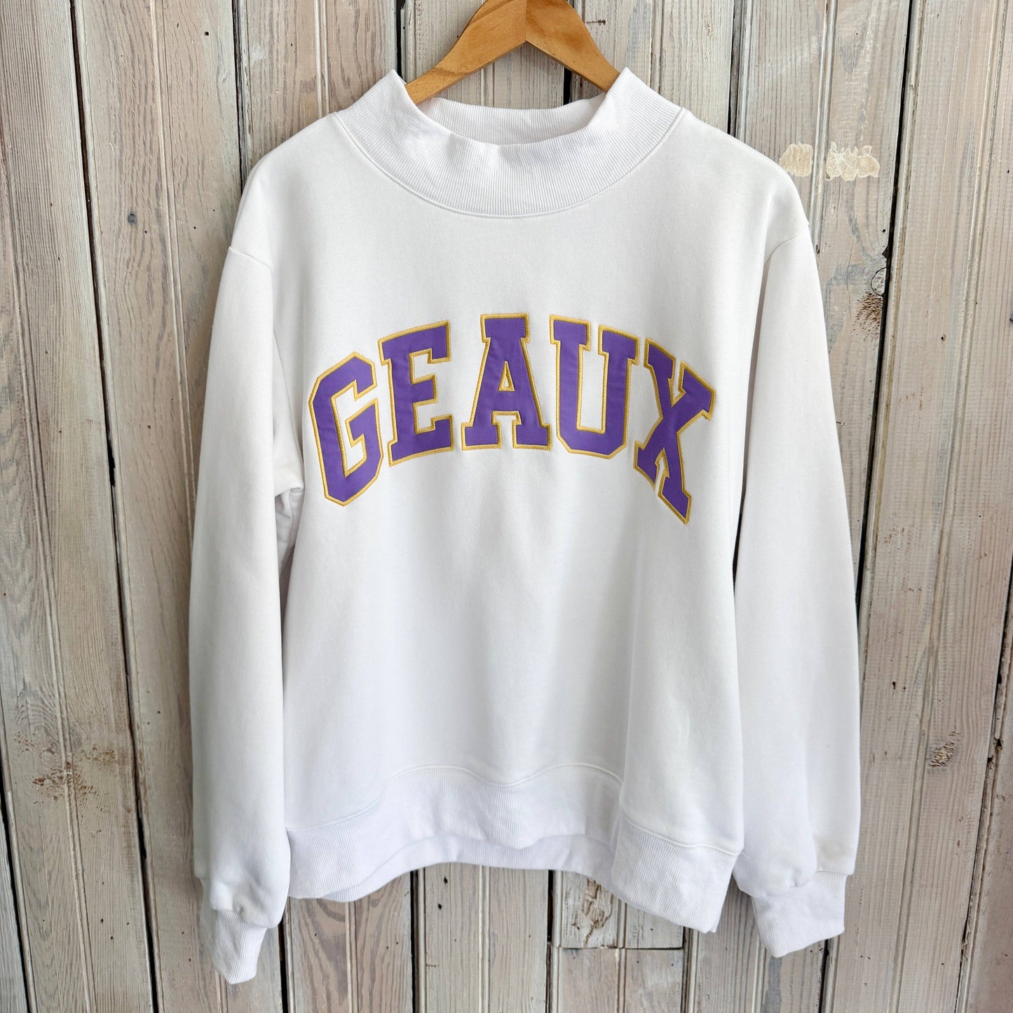 GEAUX Varsity Mockneck Sweatshirt White