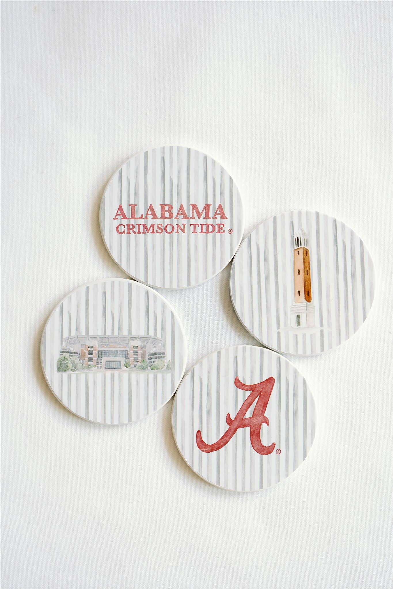 Alabama Striped Ceramic Coasters