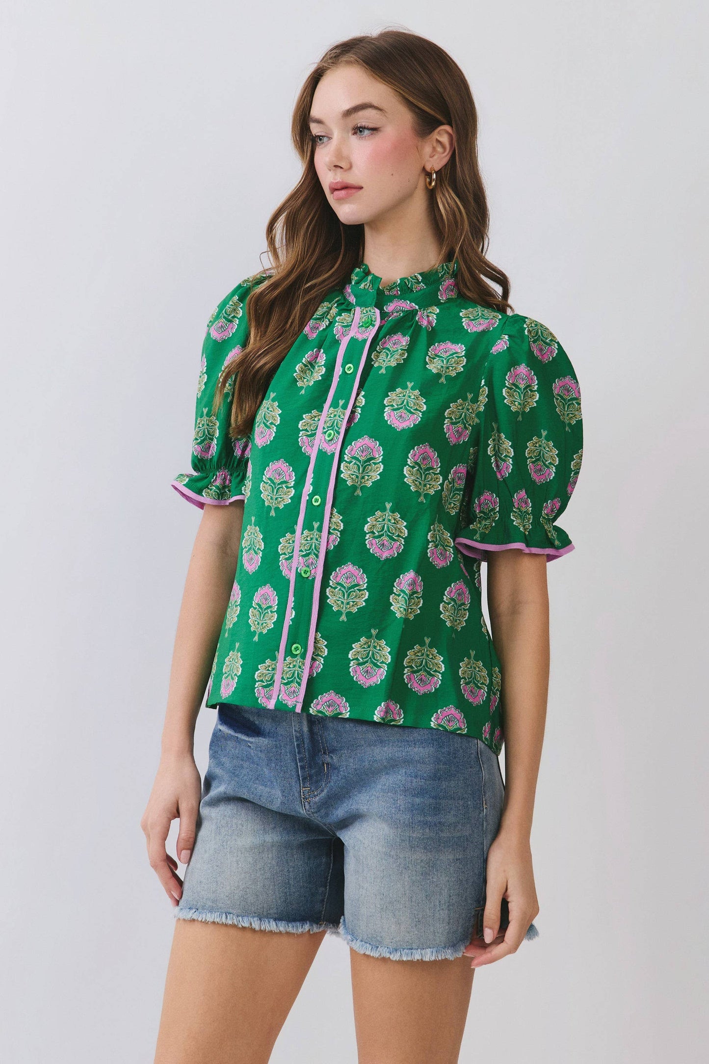 Green Fresh Blooms Top