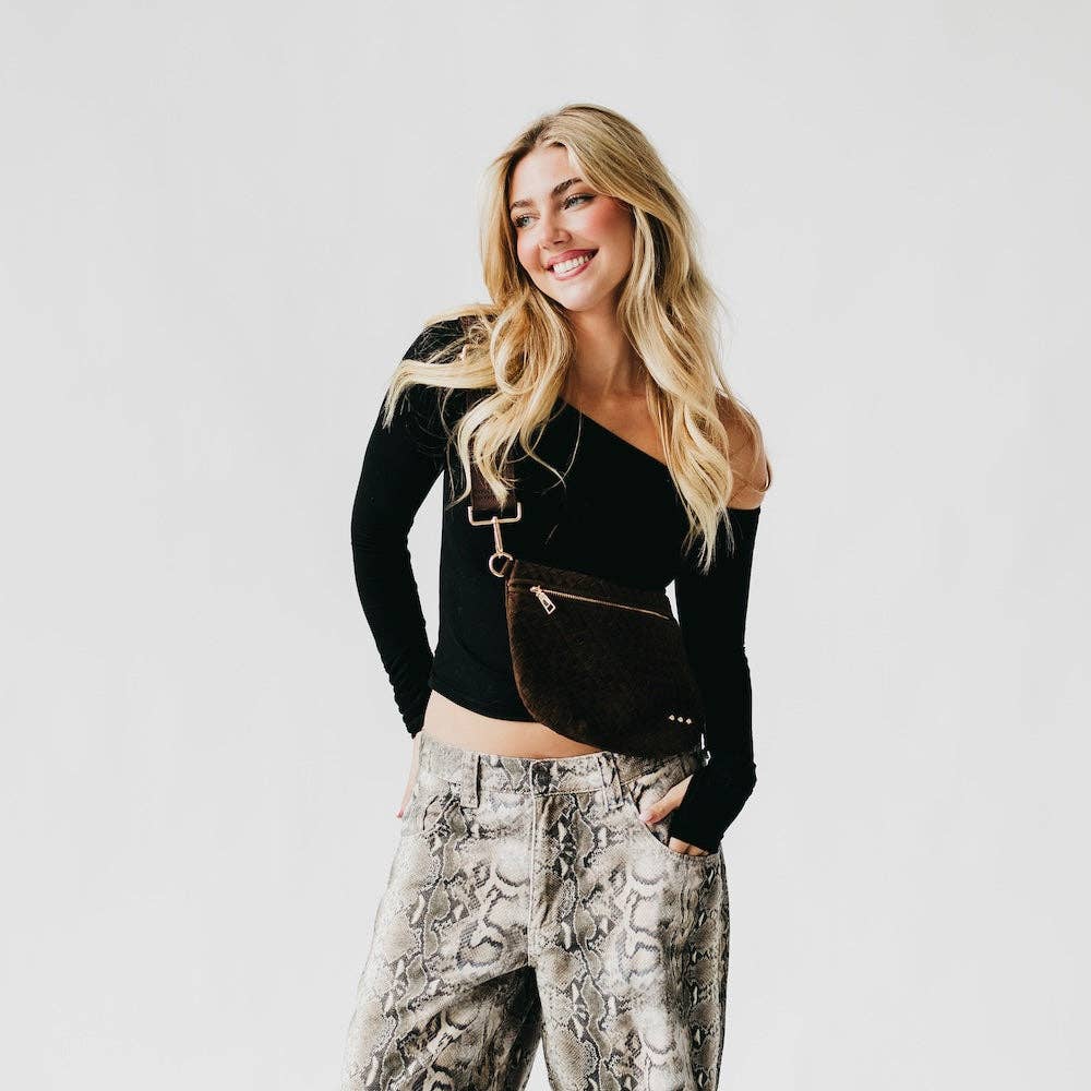 Burgundy Suede Westlyn Woven Bum Bag