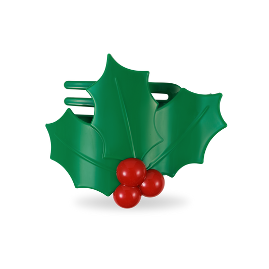 Flat Round Hair Clip | Medium | Holly Leaves