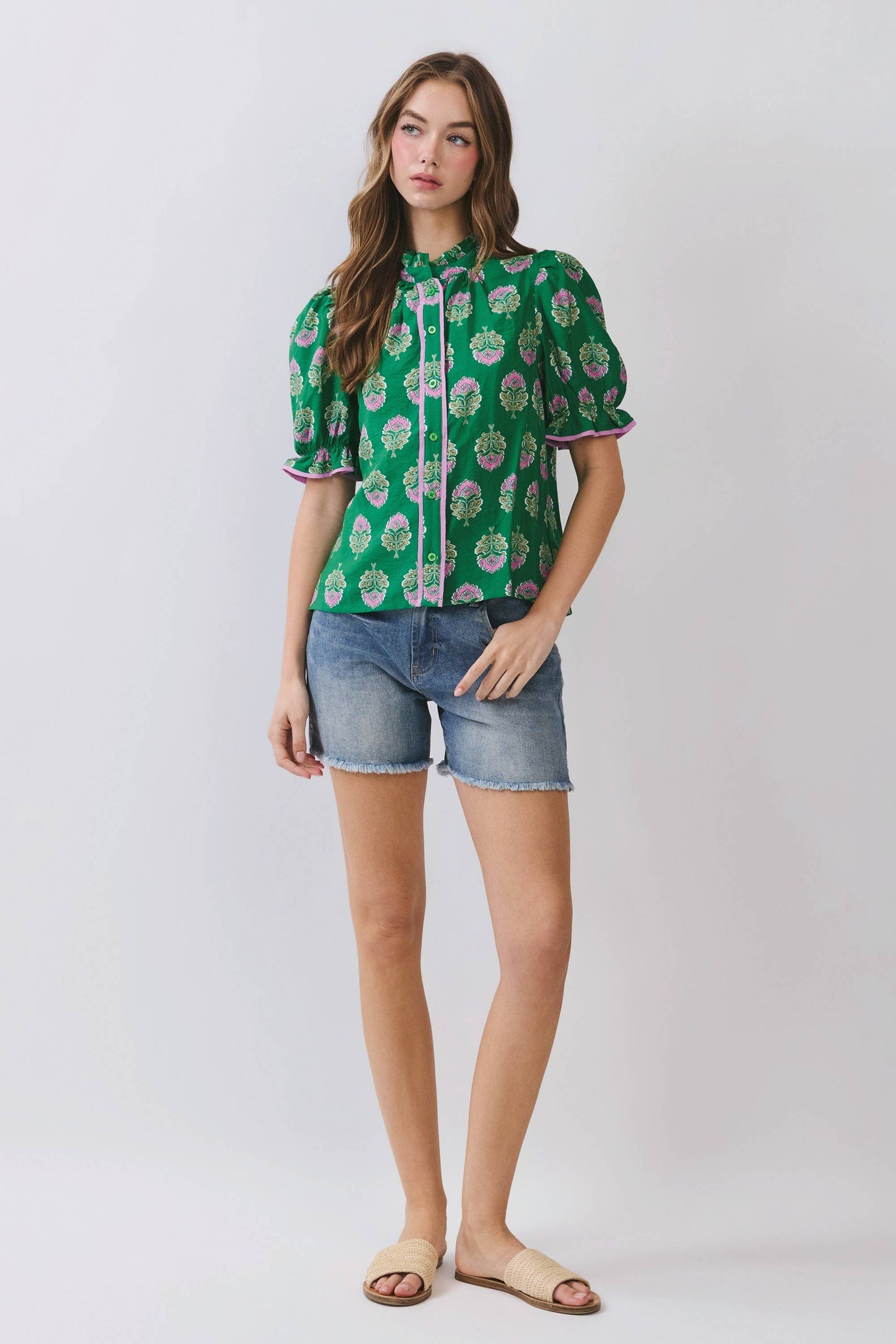 Green Fresh Blooms Top