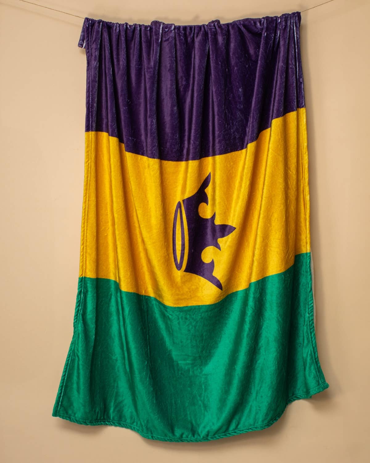 Mardi Gras Flag Throw   Purple/Green/Yellow   50x60