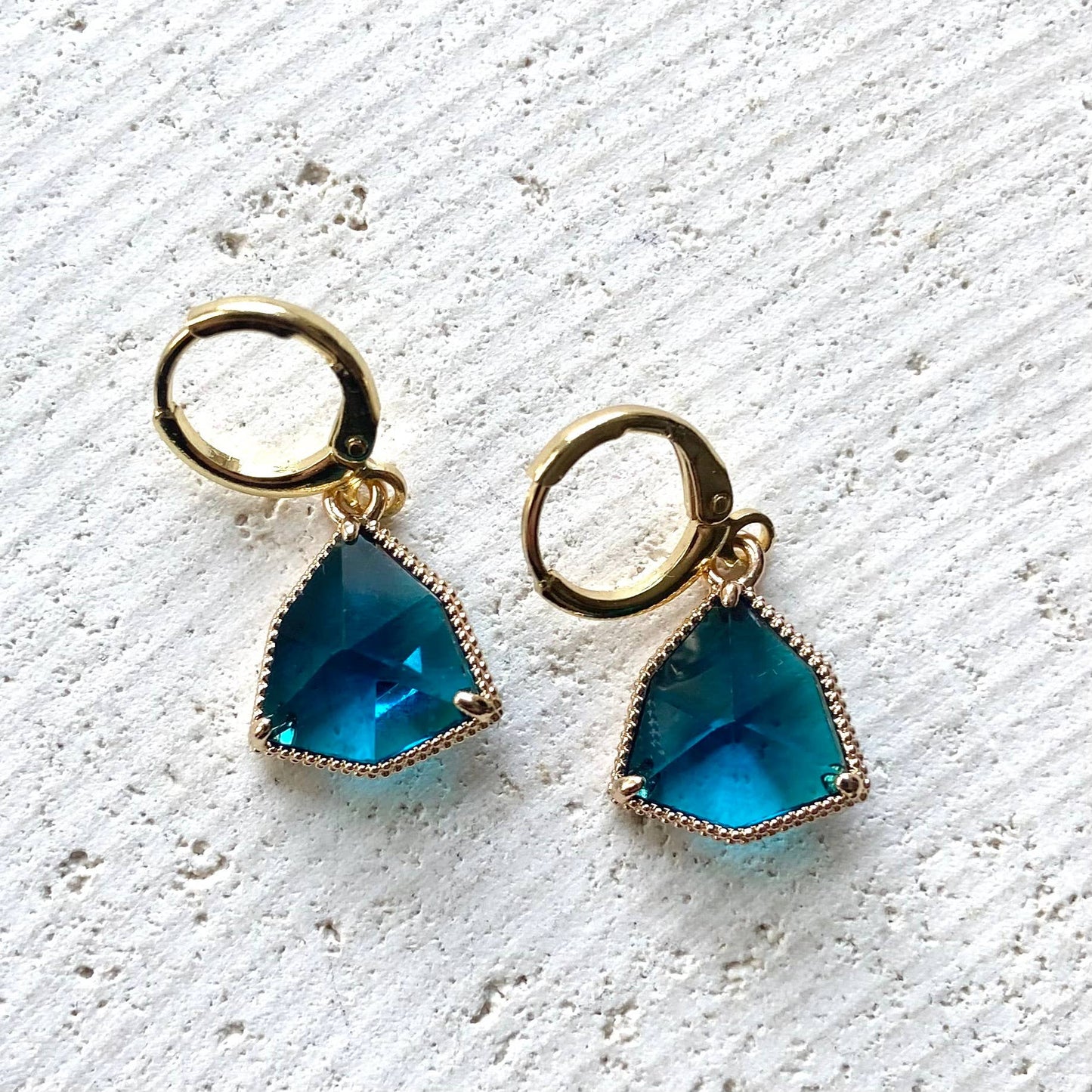 Teal crystal earrings 