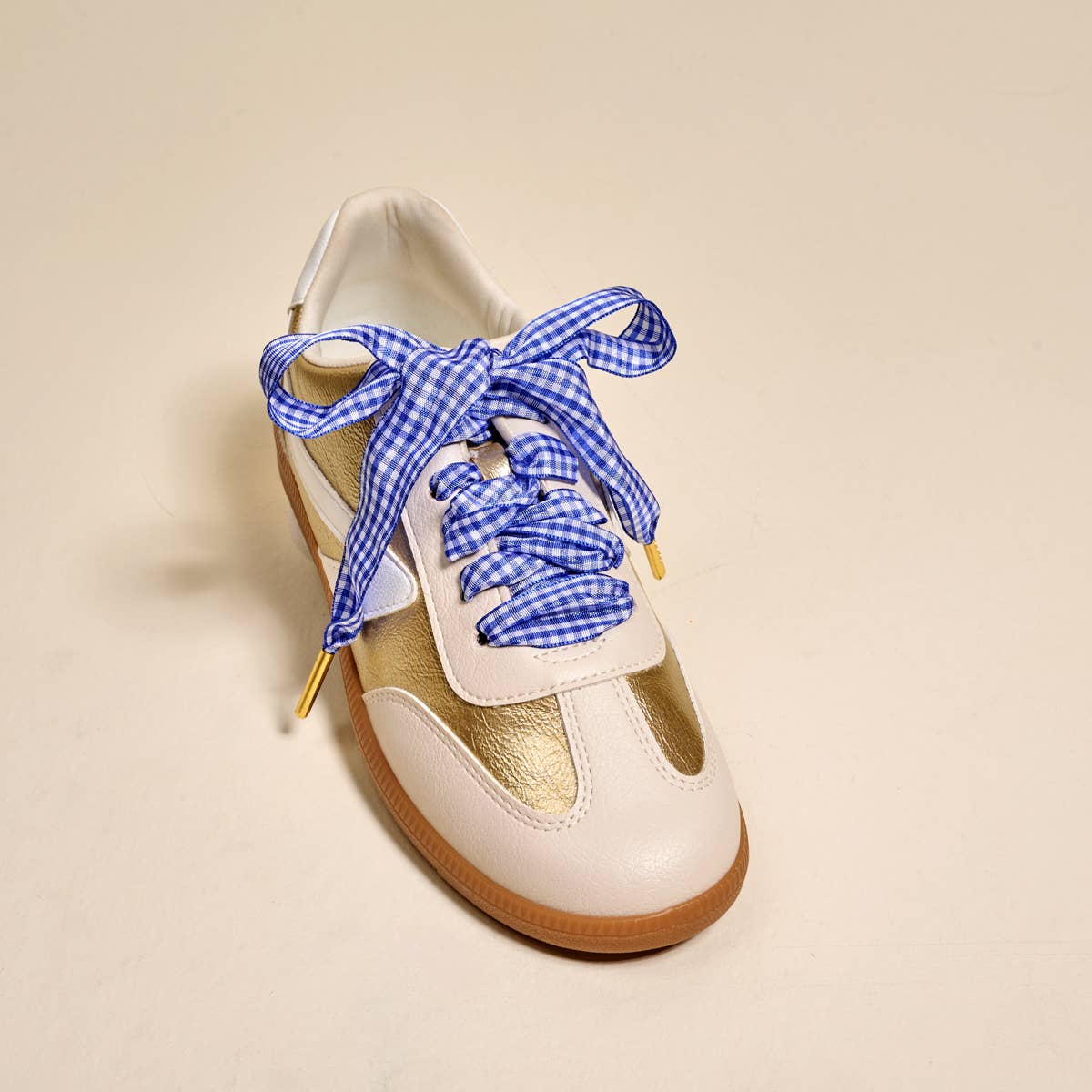 Step It Up Shoelaces–Gingham Royal Blue