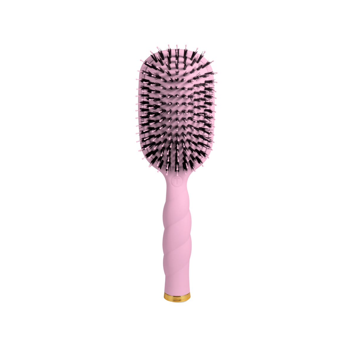 TELETIES bubblegum pink boar bristle brush with coil handle, front view