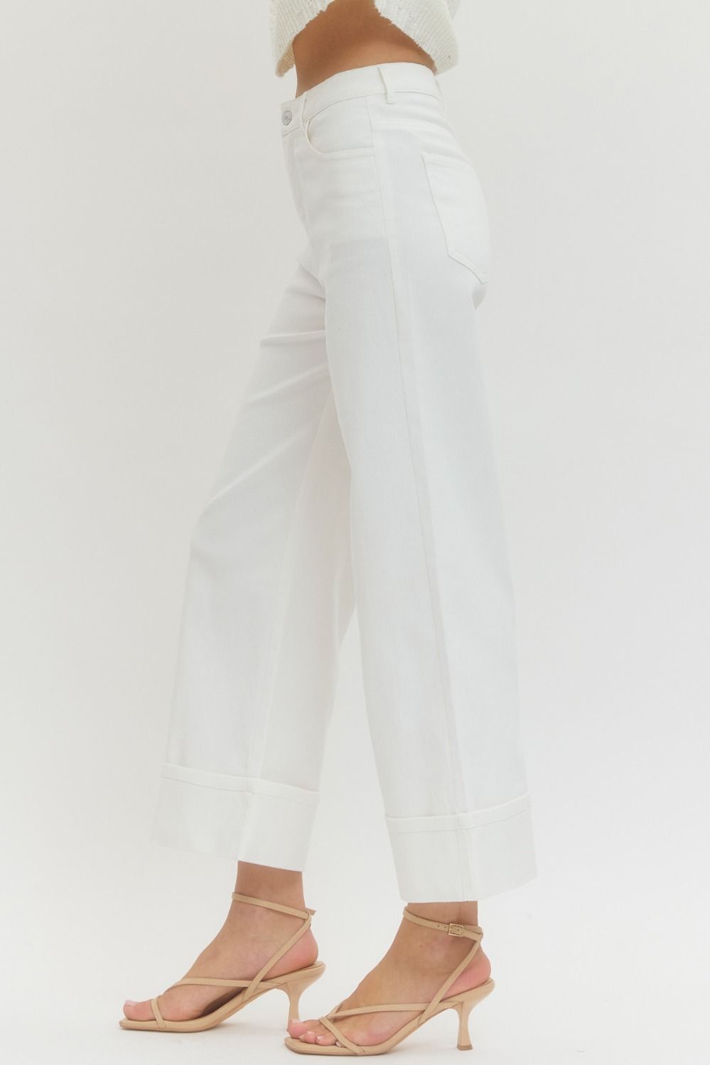 Cuffed White Ankle Jeans