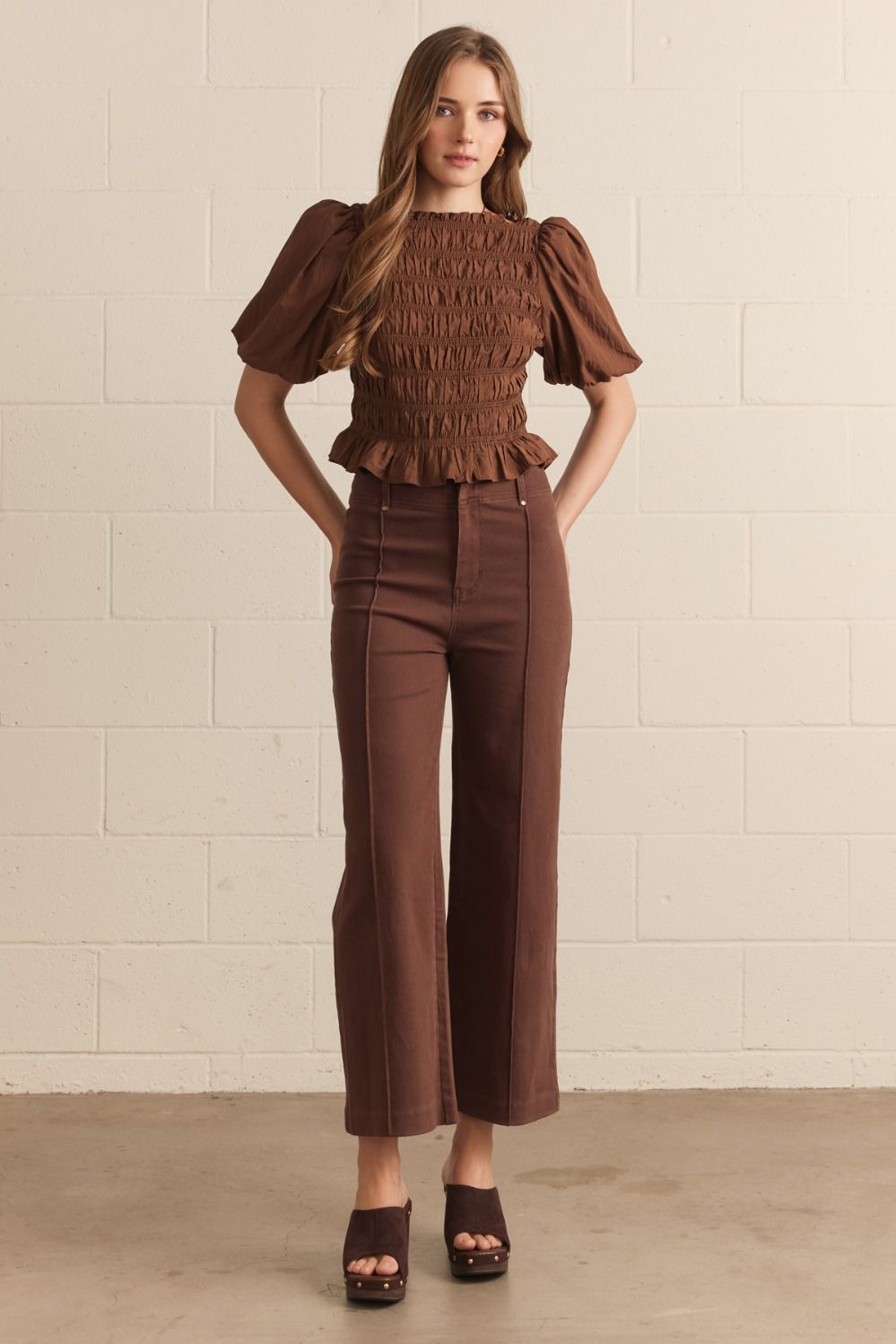 Brown High Rise Front Seam Pants