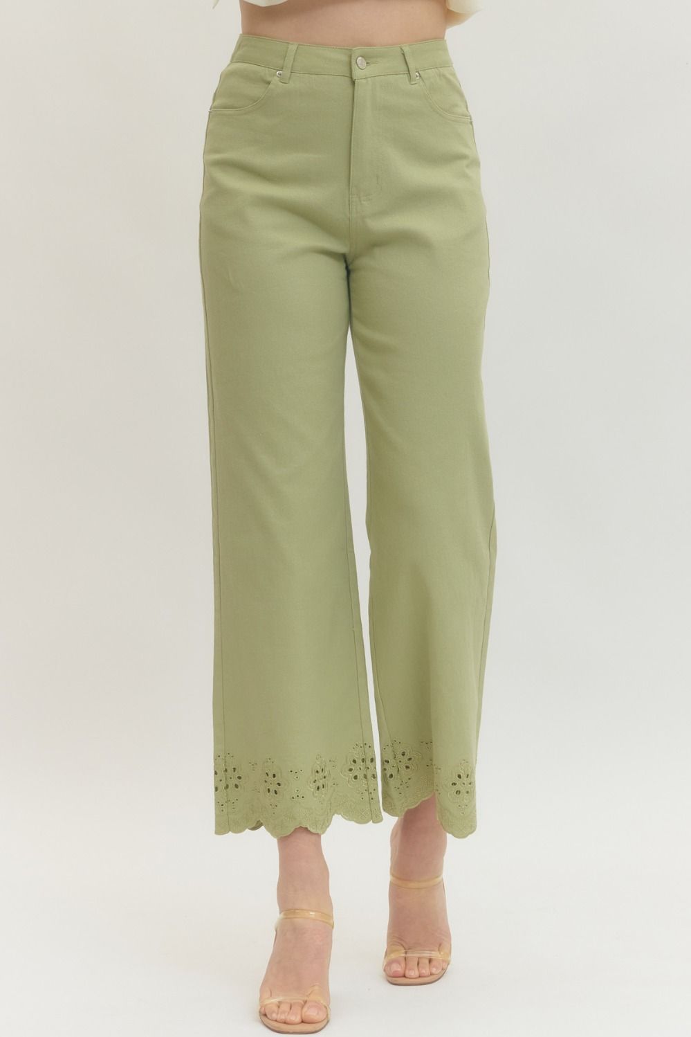 Matcha Scalloped ankle length pants