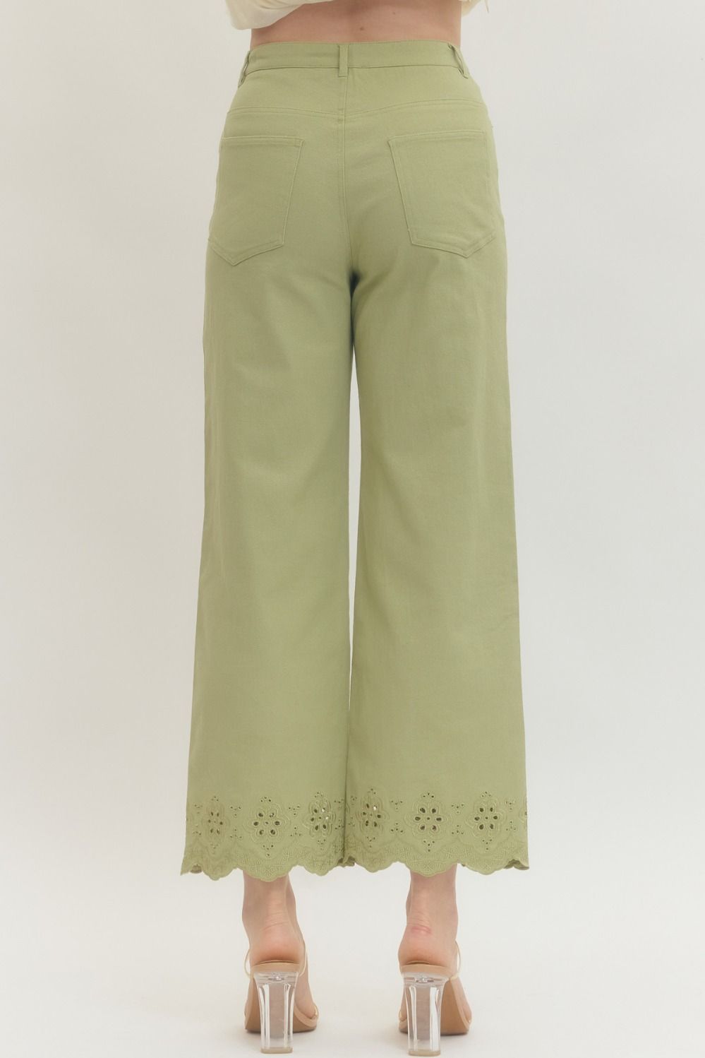 Matcha Scalloped ankle length pants