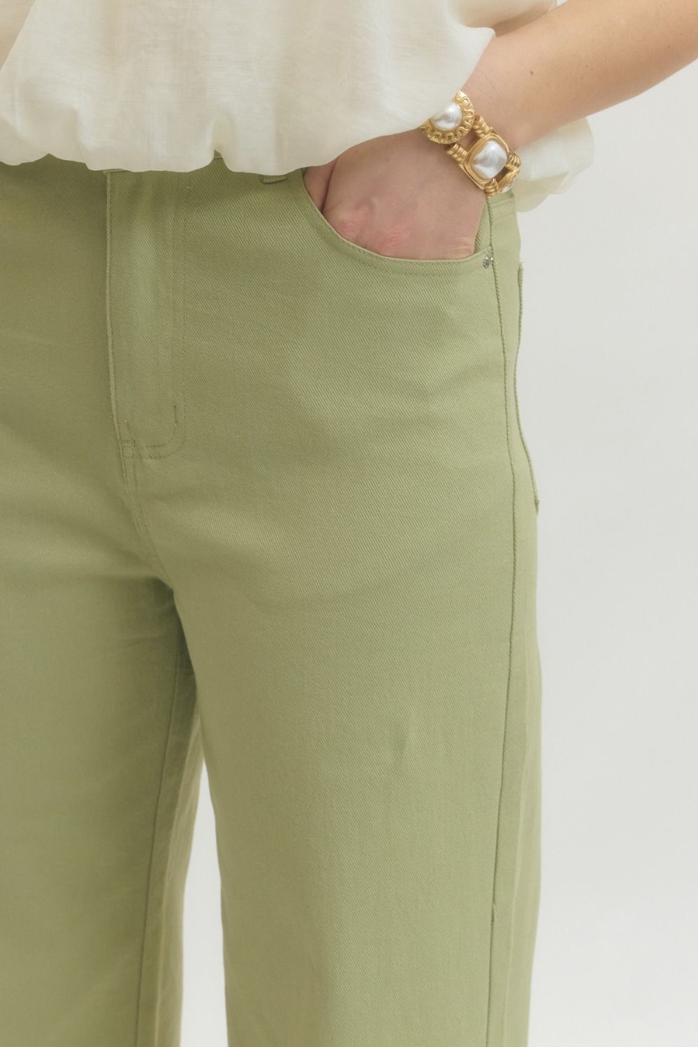 Matcha Scalloped ankle length pants