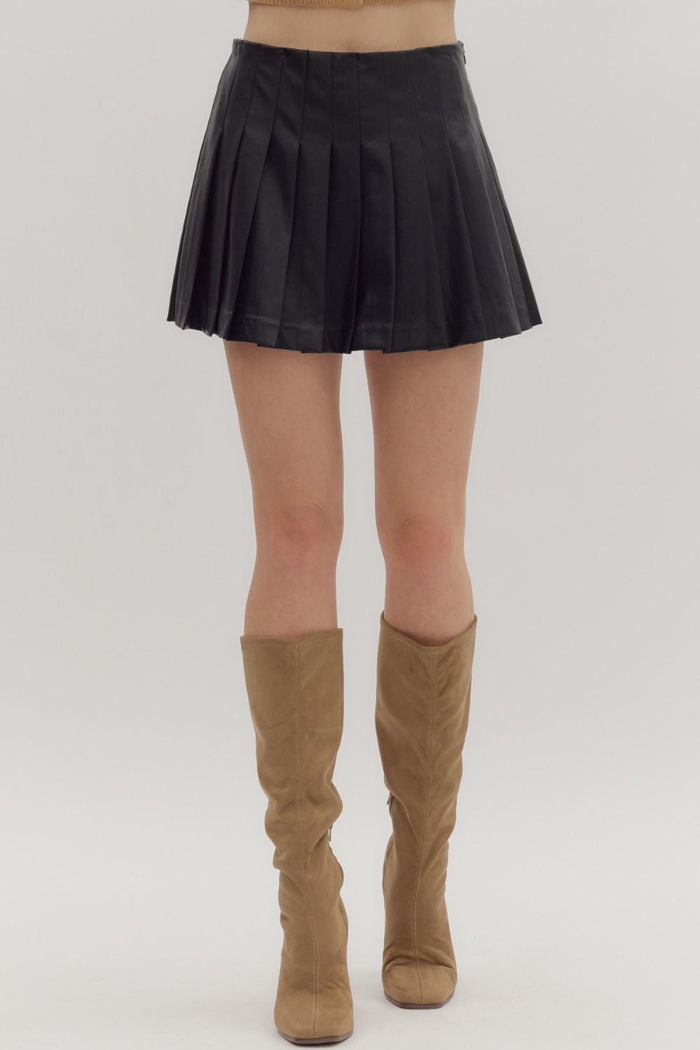 Black Faux Leather Skirt w hidden Shorts