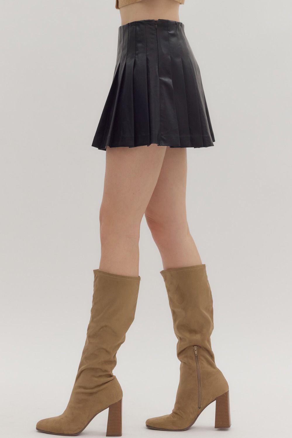 Black Faux Leather Skirt w hidden Shorts
