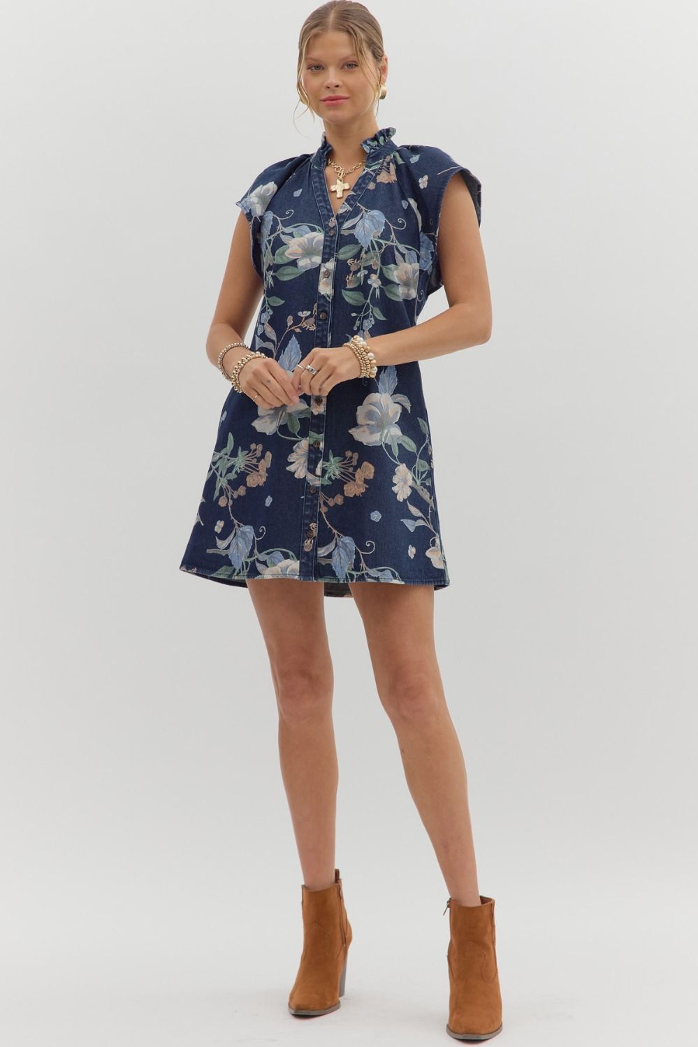 Floral Denim Dress