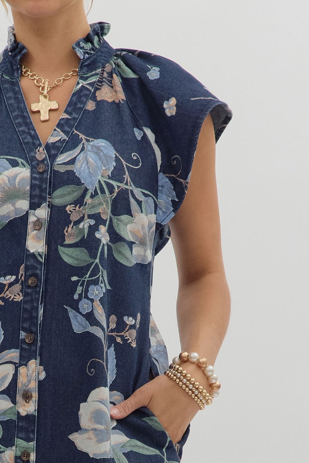 Floral Denim Dress