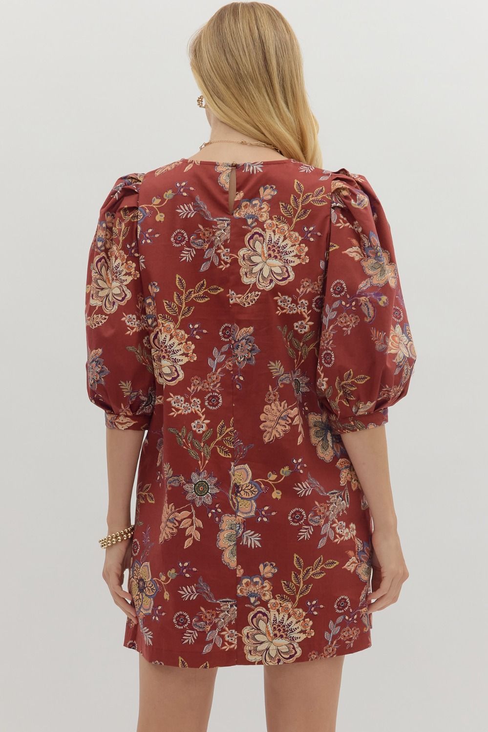 Gina Floral Print Elbow Puff dress