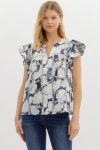 Navy Floral Mix Top
