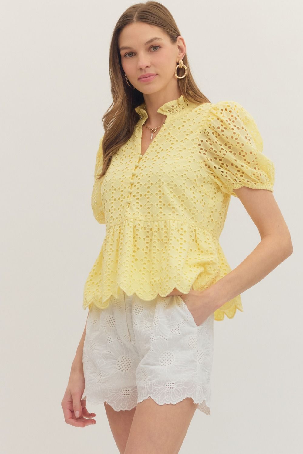 Lemoncello Eyelet Top