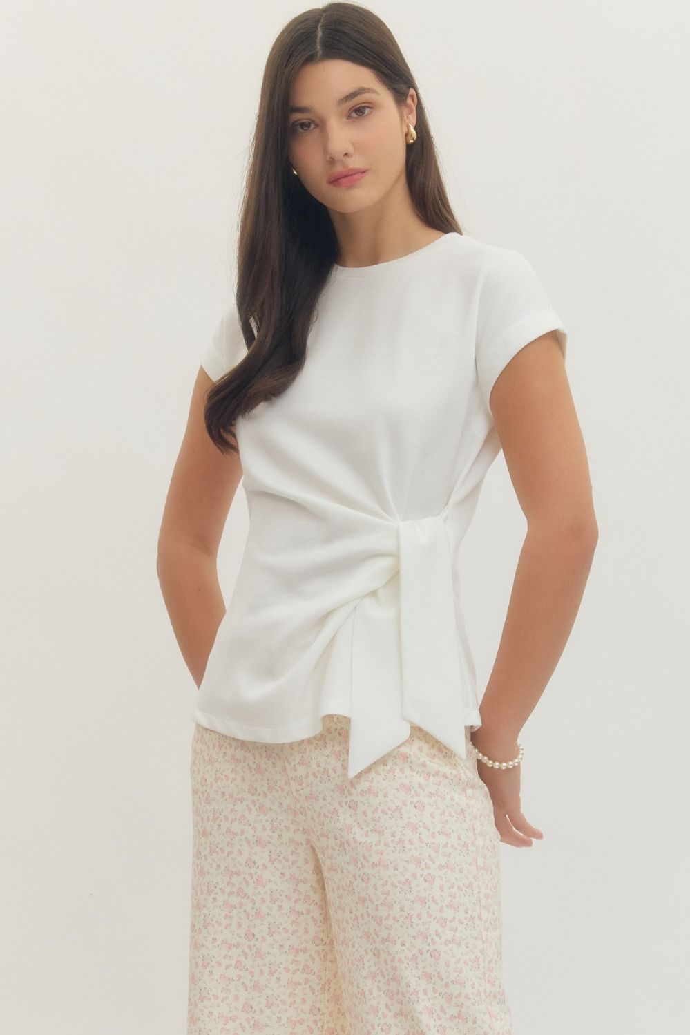 Tie One On Ivory Side Tie Top