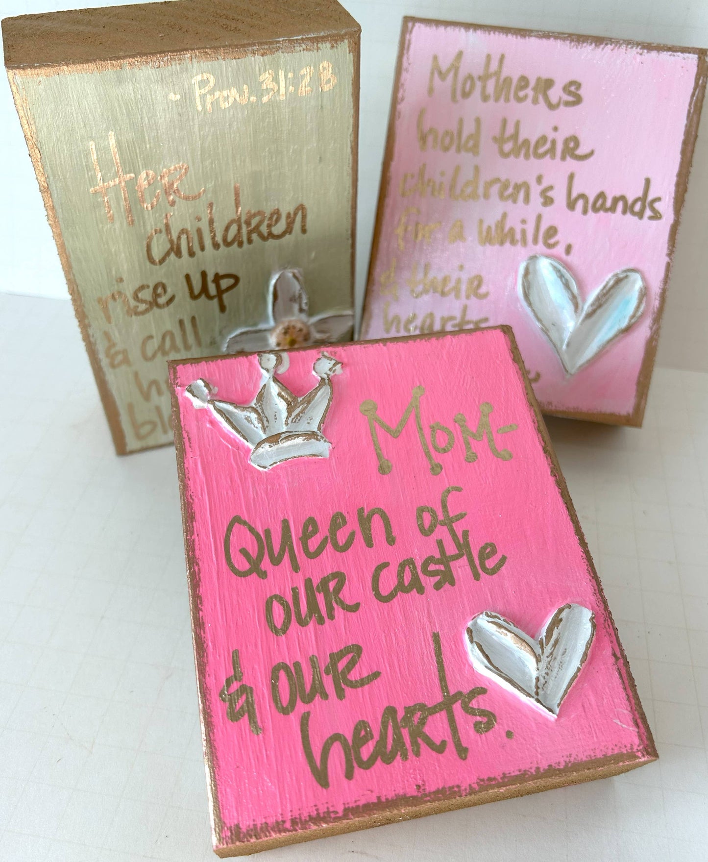 Mother's day gift block |  cross  crown  heart  love