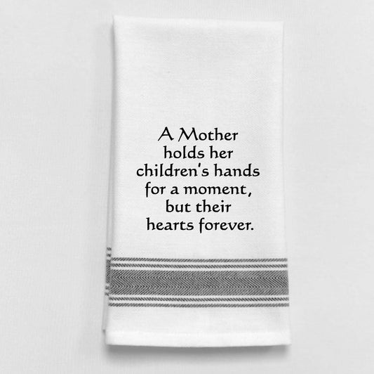 White Kitchen Towel "A mother holds her ..."