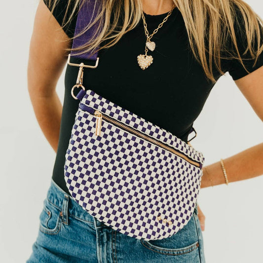 Westlyn Woven Bum Bag -Purple Check