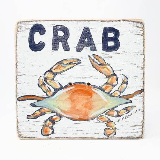 Square Wood Signs - Fun Decorative Wall Decor: Crab