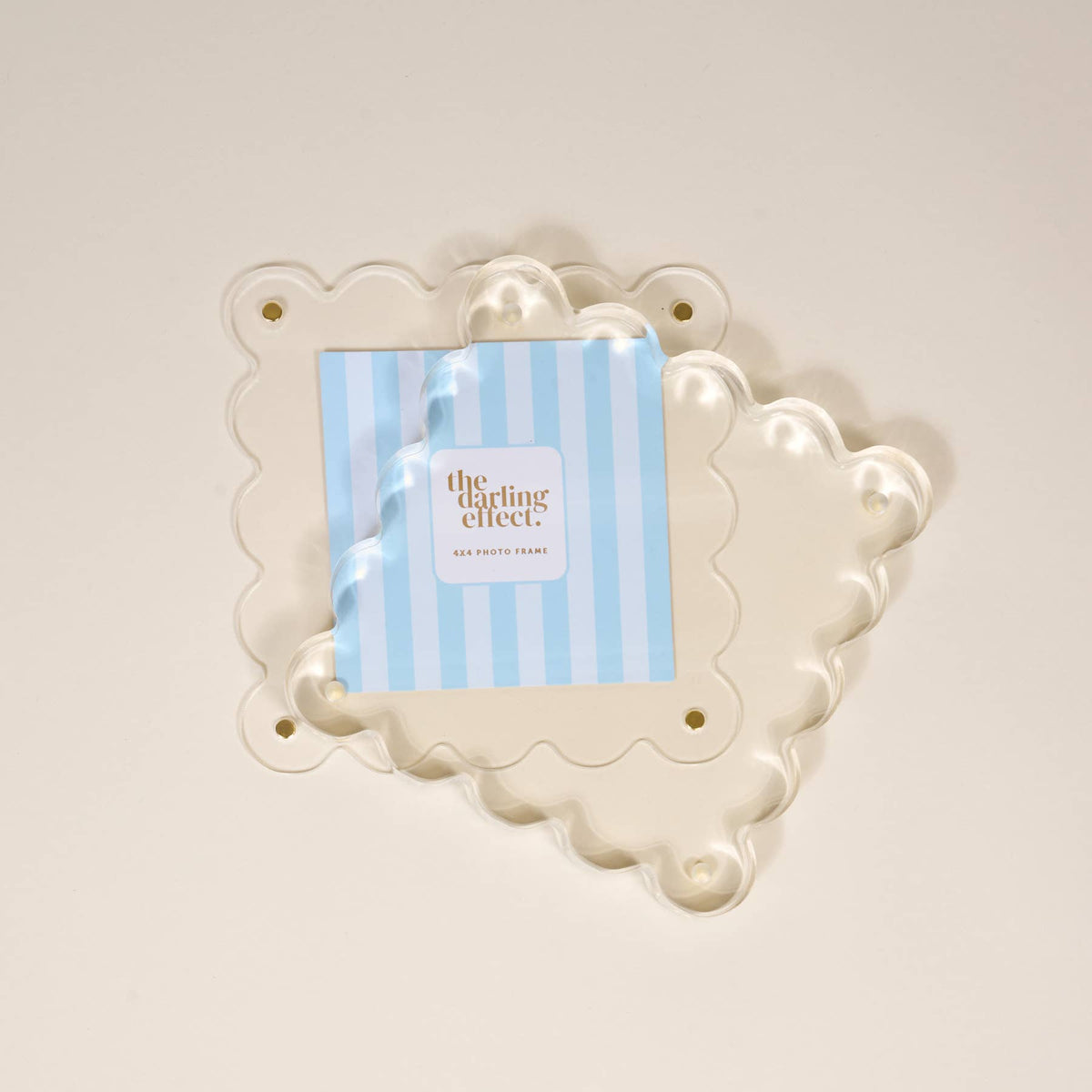 Clear square scalloped acrylic picture frame, alternate view