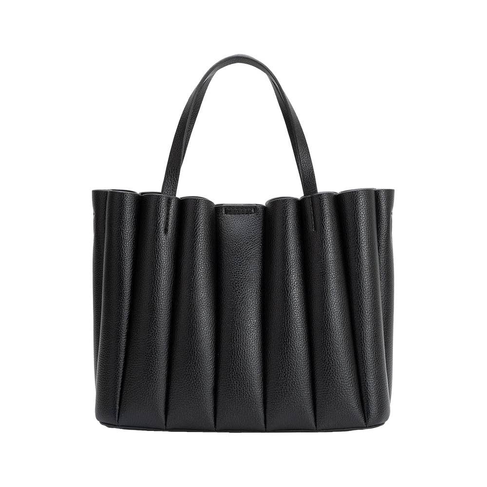 Adela Black Recycled Vegan Leather Tote Bag
