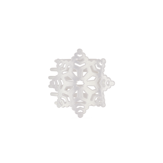 TELETIES white glitter snowflake flat hair clip, top view