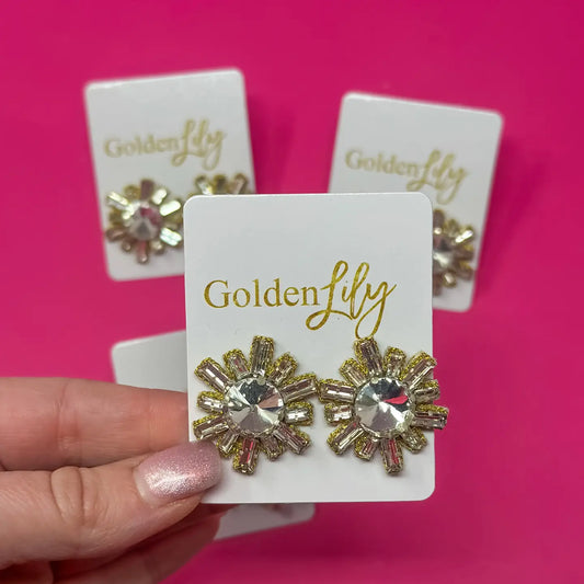 Rhinestone Burst Stud Earrings