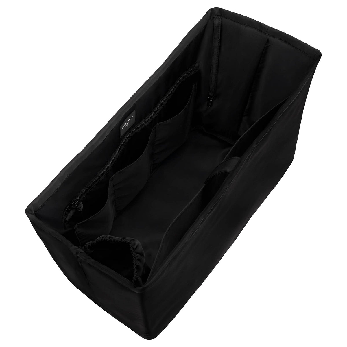 Empty midnight black tote organizer insert showing compartments
