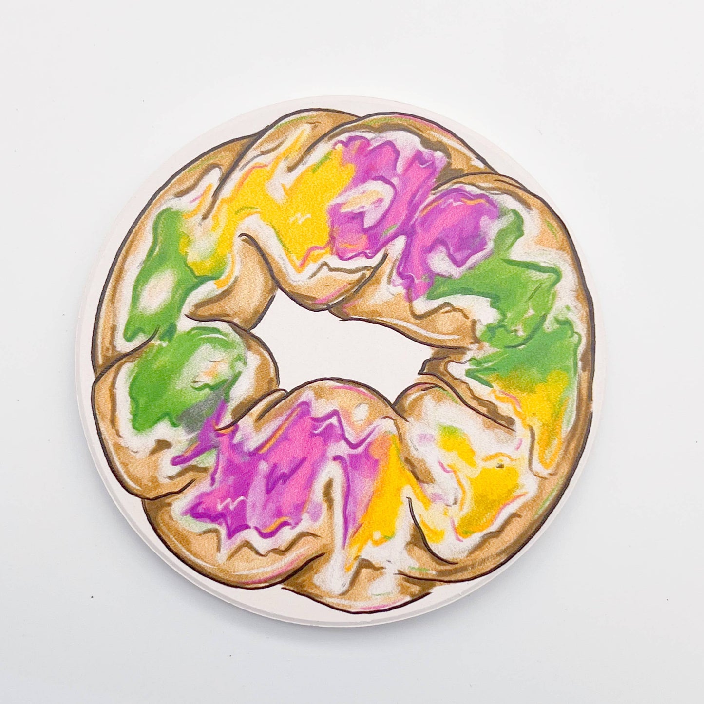 King Cake Coaster - Mardi Gras New Orleans Home Decor