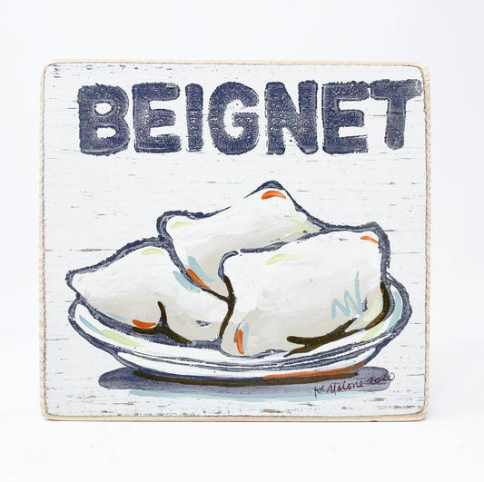 Square Wood Signs - Fun Decorative Wall Decor: Beignet