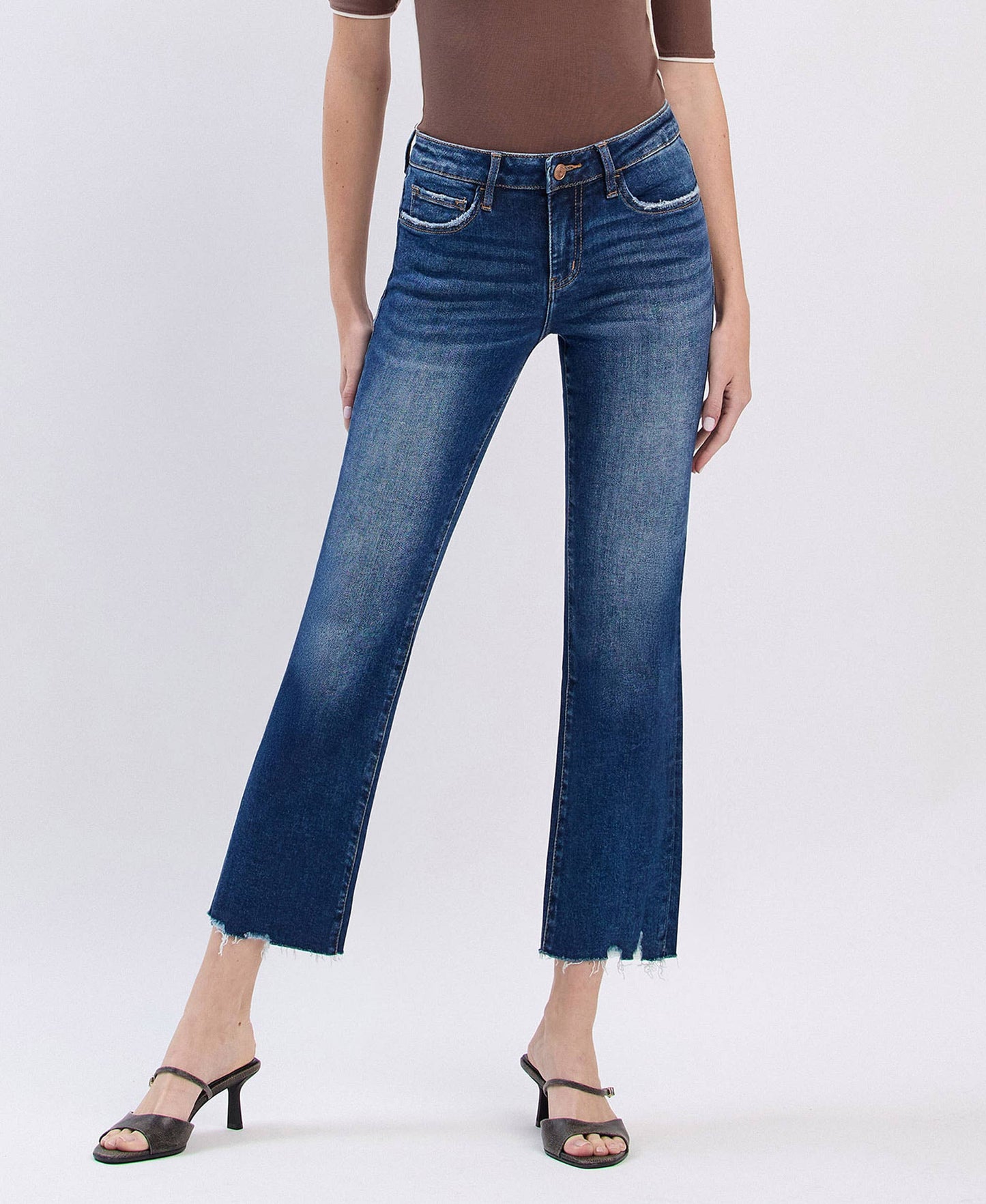 The Brittney -  Mid Rise Crop Mini Bootcut Jeans