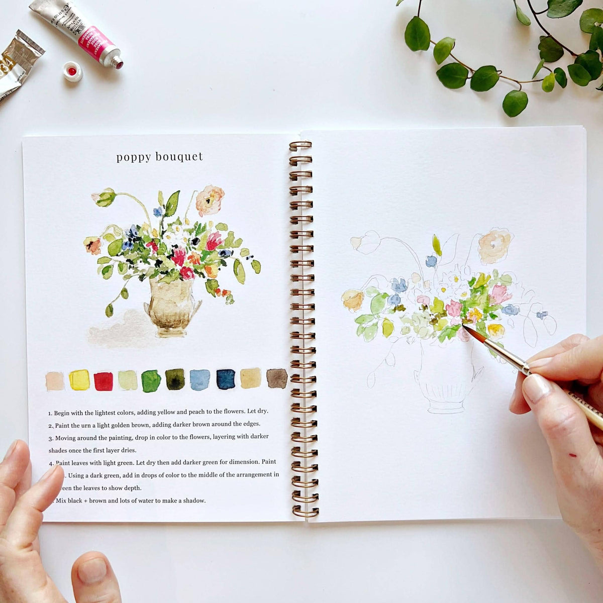 Painting a garden bouquet in watercolor