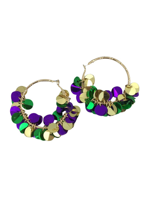 Metallic Disc Dangle Hoops