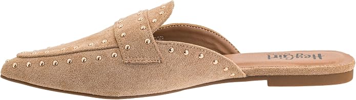Suede Pointed Flat Mule Shoe against white background
