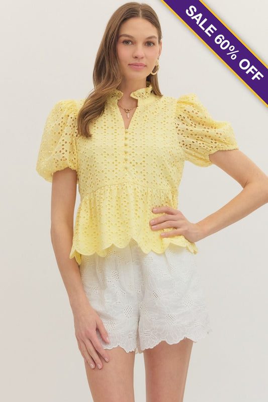 Lemoncello Eyelet Top - Sale 60% Off