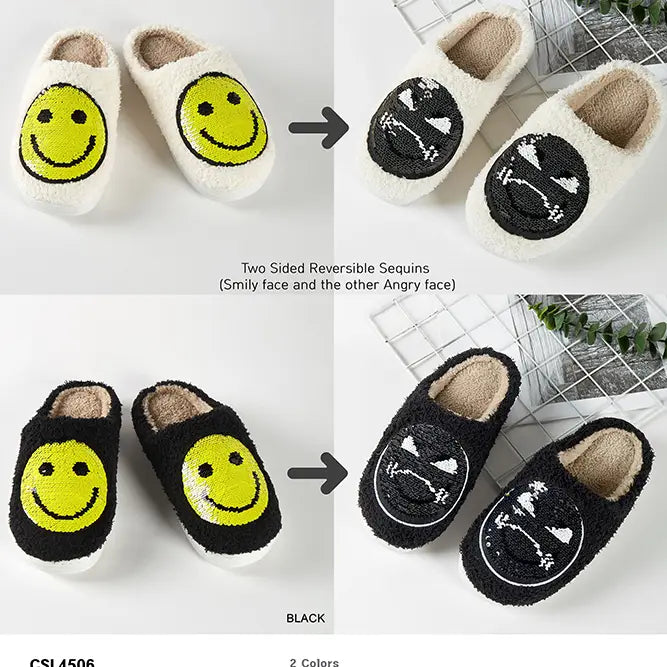 Smile Reversible Sequin Slippers