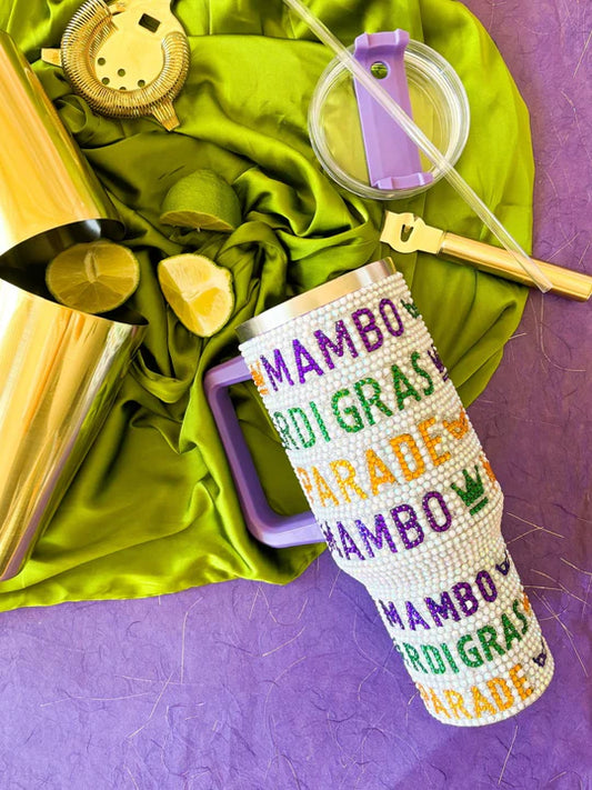 Mardi Gras Rhinestone Tumbler 40 oz