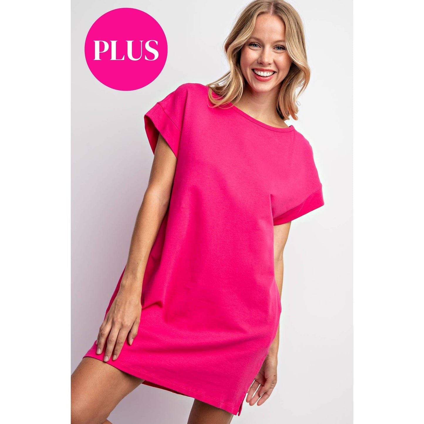 Fuchsia T Shirt Mini Shift Dress