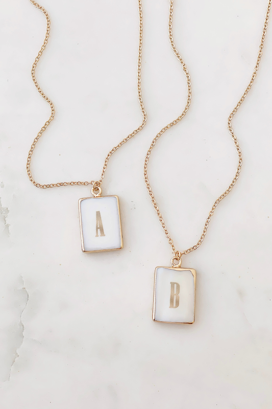 Mother of Pearl Initial Necklaces - Final Sale